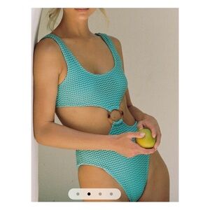 NWT Montce Swim Crochet Ky One Piece in Turquoise Sz small